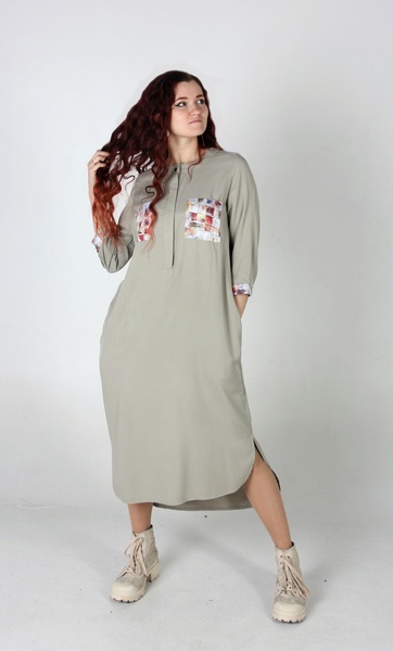 Платье-рубашка с карманами с принтом Квадраты фото
