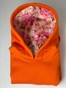Помаранчева дитяча сукня-худі з начосом та квітковим принтом dytsukniahudi-14 фото 2