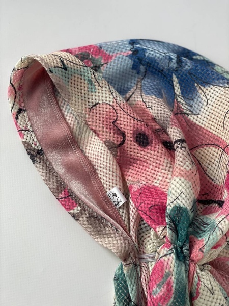 Бандана с имитацией платка плетеная акварель розовая фото