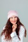 Шапочка Дива комбинированая оттенка розовая пудра hatdiva-4 фото 7