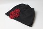Шапочка Міріам трикотажна чорна з в'язаними квітами ручної роботи hatmiriamdemi-14 фото 9