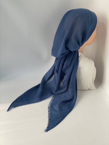 Бандана с имитацией платка синяя с полосочками люрекса фото