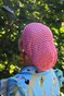 Шапочка Ніті з плетеною сіткою ручної роботи рожева на сливовій основі (форма Міні) nitib-2 фото 6