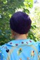 Шапочка Нити с плетенной сеткой ручной работы фиолетовая на сиреневой основе (форма Мини) nitiv-5 фото 4