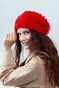 Шапочка Мириам теплая красная с ниточками hatmiriamt-22 фото 1