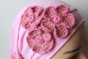 Бандана трикотажная розовая с вязаными цветами bandanatrpryik-6 фото 6