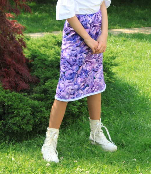 Детская юбка с принтом "Пионы" фото