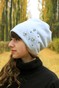Шапочка Мириам зимняя футер серый меланж с украшением hatmiriamt-9 фото 1