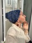 Шапочка Энжи Классика со вшитым объемом сеточка синяя с принтом надписи enzhisit-4 фото 1