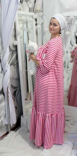 Домашнее платье Волли полосатое (с потайной молнией для кормления) фото