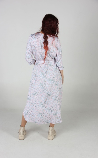 Платье-рубашка сатиновое в цветочный принт фото