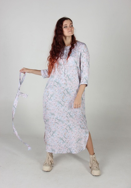 Сукня-сорочка сатінова квітковий принт фото